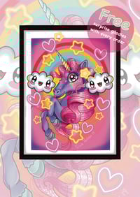 Image 1 of A4 neon unicorn print 