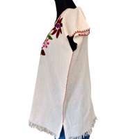 Image 4 of Vintage Traditional Cotton Hand Embroidered Floral Peasant Top- Made in Mexico 