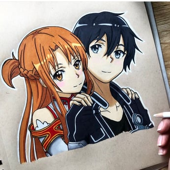 Speed Draw- Asuna and Kirito (SAO) 