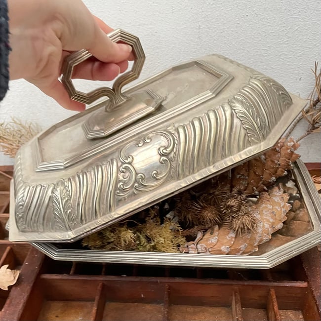 Antique silver plated serving dish