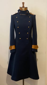 Image 1 of Cashmere and leather military coat