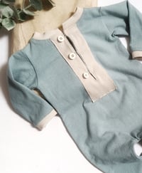 Image 2 of Newborn boys romper Alex | dusty blue