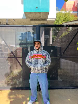 Image of SUPERWAVY® RETRO FLOURECENT ORANGE CAMO HOODIE 