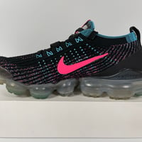 Image 5 of NIKE AIR VAPORMAX FLYKNIT 3 BLACK HYPER PINK BALTIC BLUE WOMENS RUNNING SHOES SIZE 9 USED
