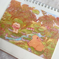 Image 2 of Forest, Mushroom Friends & Capybara art print