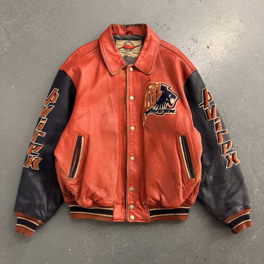Image of 1990s Avirex “Blacklions” Leather Varsity Jacket, size XL