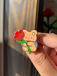 Image 1 of Keffiyeh Teddy Bear Enamel Pin
