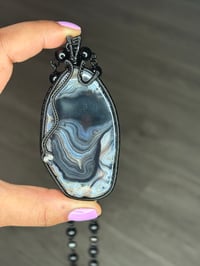 Image 2 of Banded Agate X Obsidian & Hematite Necklace