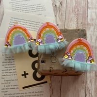 Image 1 of “Rainbow Cloud” Quilted Planner Clip OR Clothes Pin Clip