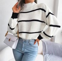 Image 3 of Women Striped Knit Loose Sweaters 