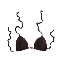 Brown Kini Top with Wooden Beads