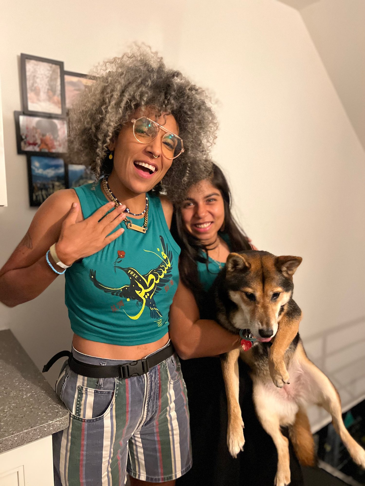 Image of Falasteen 3 language green crop top