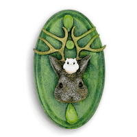 Mini Sculpture: Green Jackalope