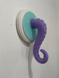 Image 2 of Purple tentacle on teal and white base Jewelry Holder