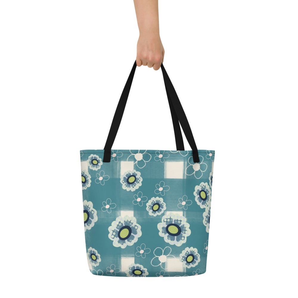 Image of Flower Power Beach Bag Petrol square