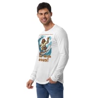 Image 1 of I Ride With Jesus Surfing Unisex Long Sleeve Tee