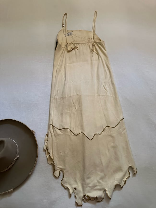 70s North Beach Leather chamois suede and snakeskin dress