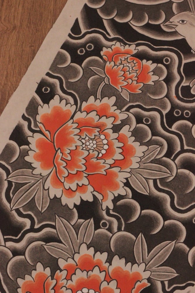 Peonies and bird painting 