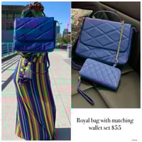 Blue handbag with matching wallet 