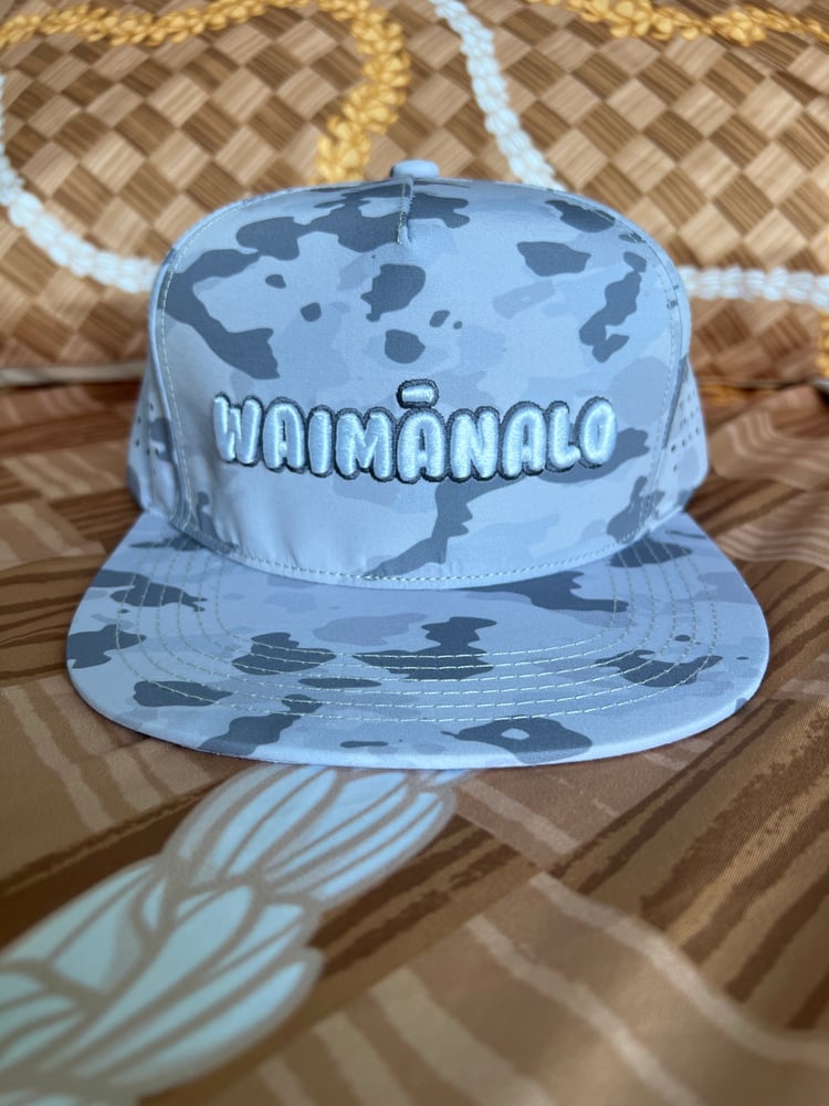 Image of WAIMĀNALO SnapBack hat (white camo)