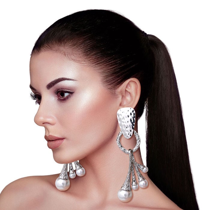 Image of Wildly Pearled Earrings Silver