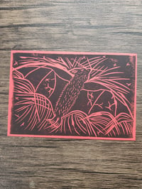 Image 1 of 'nocturnal flight' - red & black - one off BLOCKPRINT