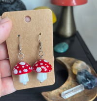 Red mushroom earrings