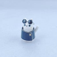 Image 2 of White Cat With Gojo Outfit Ceramic Figurine 