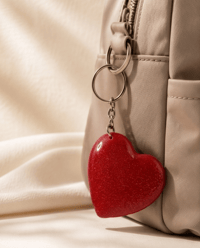 Image 2 of Red Glitter Heart Resin Keychain – Handmade 