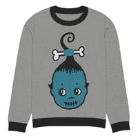 Image 6 of Shrunken Kewp Blue/grey Knitted crew neck sweater