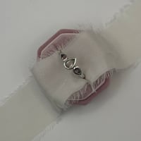 Image 4 of Rose Quartz & Tourmaline Trio Teardrop Ring