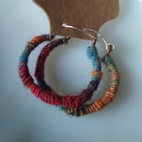 Image 4 of Handspun Hoop Earrings (5 colors to choose from)