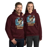 Image 6 of I Ride With Jesus Surfing Dark Unisex Hoodie