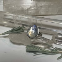 Image 3 of Faceted Moonstone Ring with Moon Phase Band~Size 9