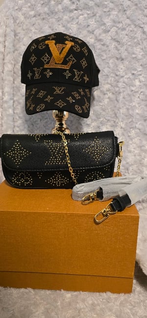 Image of Black LuV Crossbody with matching hat