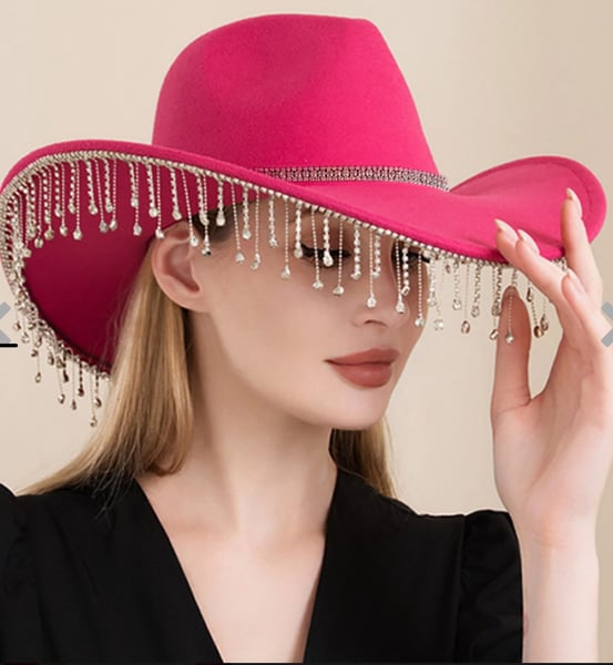 Image of Pink COWBOY HAT CLEAR STONES