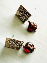 Image 12 of red garnet post earrings