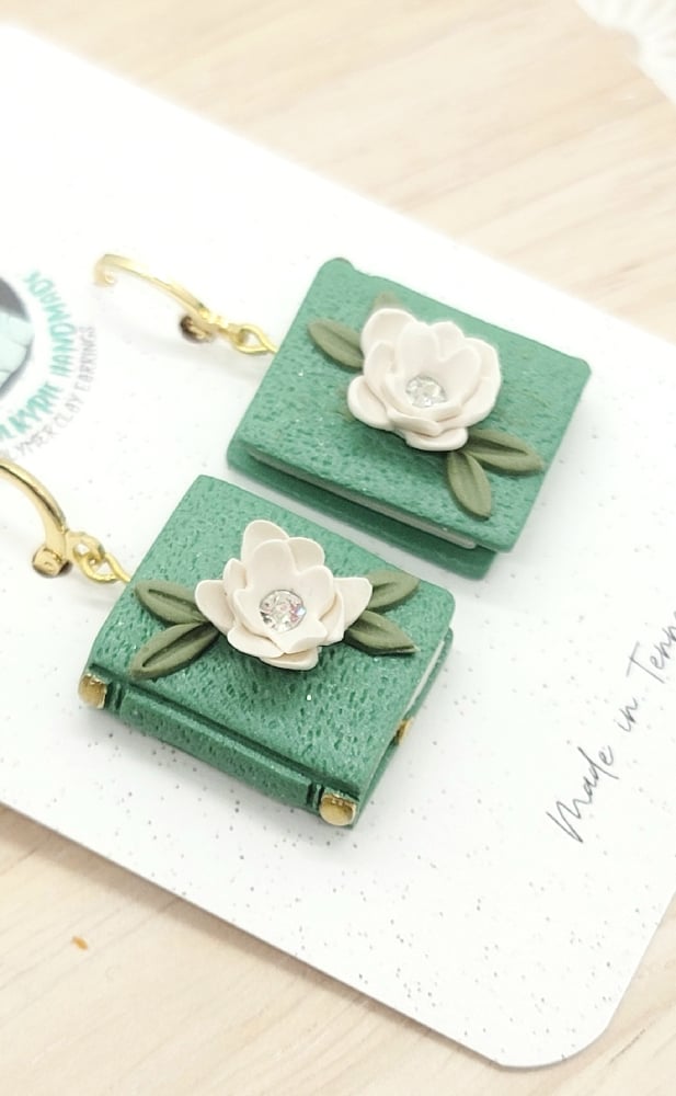 Image of Floral Book Dangles in Sage