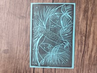 Image 4 of 'nocturnal flight' - teal & black - one off BLOCKPRINT 