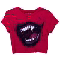 Image 1 of “VAMP TEETH” Custom Hand Painted Baby Tee SMALL