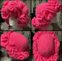 Crochet Ruffle Hat-Pinky 