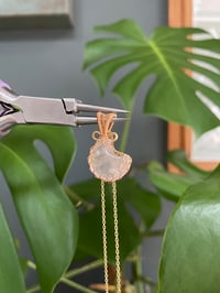 Image 2 of Gold Rose Quartz Moon Crystal Necklace