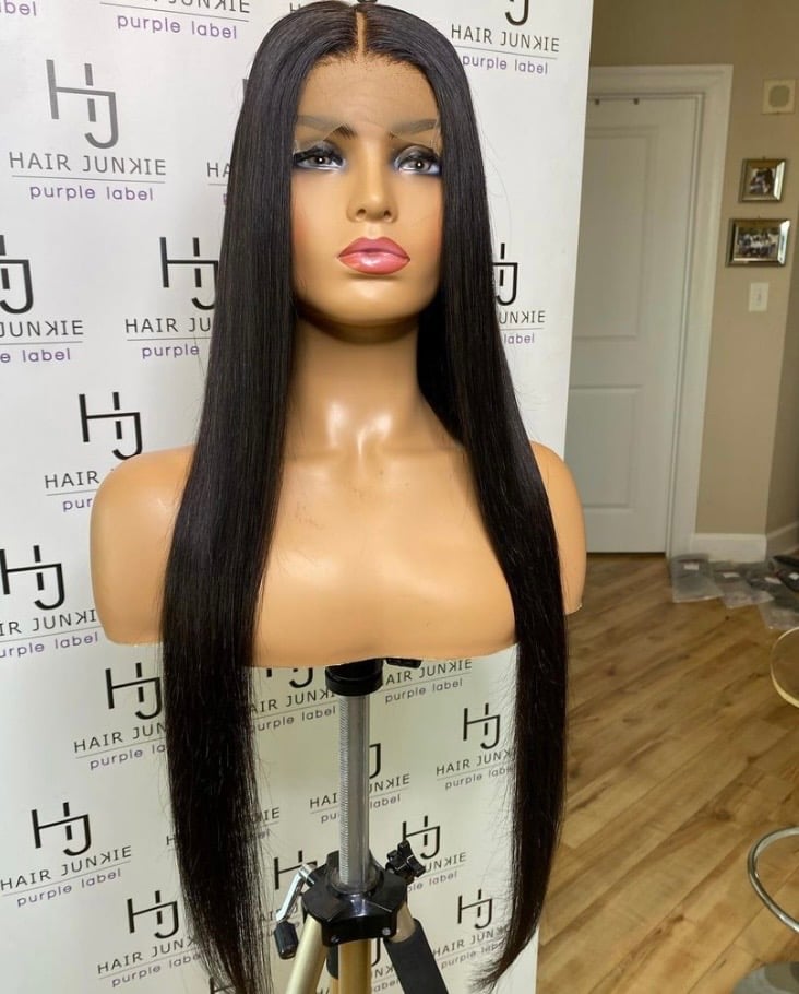 280 DENSITY 5X5 TRANSPARENT CLOSURE WIG STRAIGHT