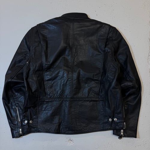 Image of 2000s Heavyweight Leather Biker Jacket, Size Large