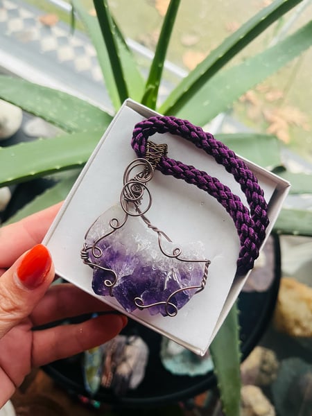 Image of Amethyst agate moon necklace 