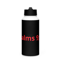 Image 1 of Stainless steel water bottle with a straw lid (Psalms 9;11 Black and Red)