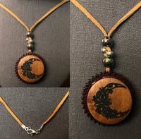 wooden engraved moon necklace 