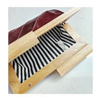 Image 2 of Burgundy Leather & Timber Clutch
