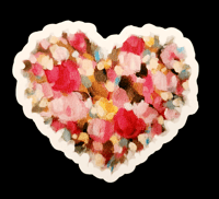 Floral Heart Sticker (white border) 