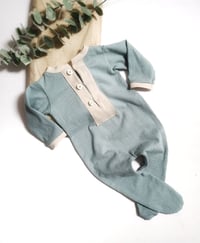 Image 1 of Newborn boys romper Alex | dusty blue